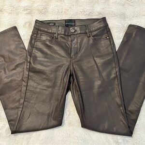 White House Black Market Brown Faux Leather Pants